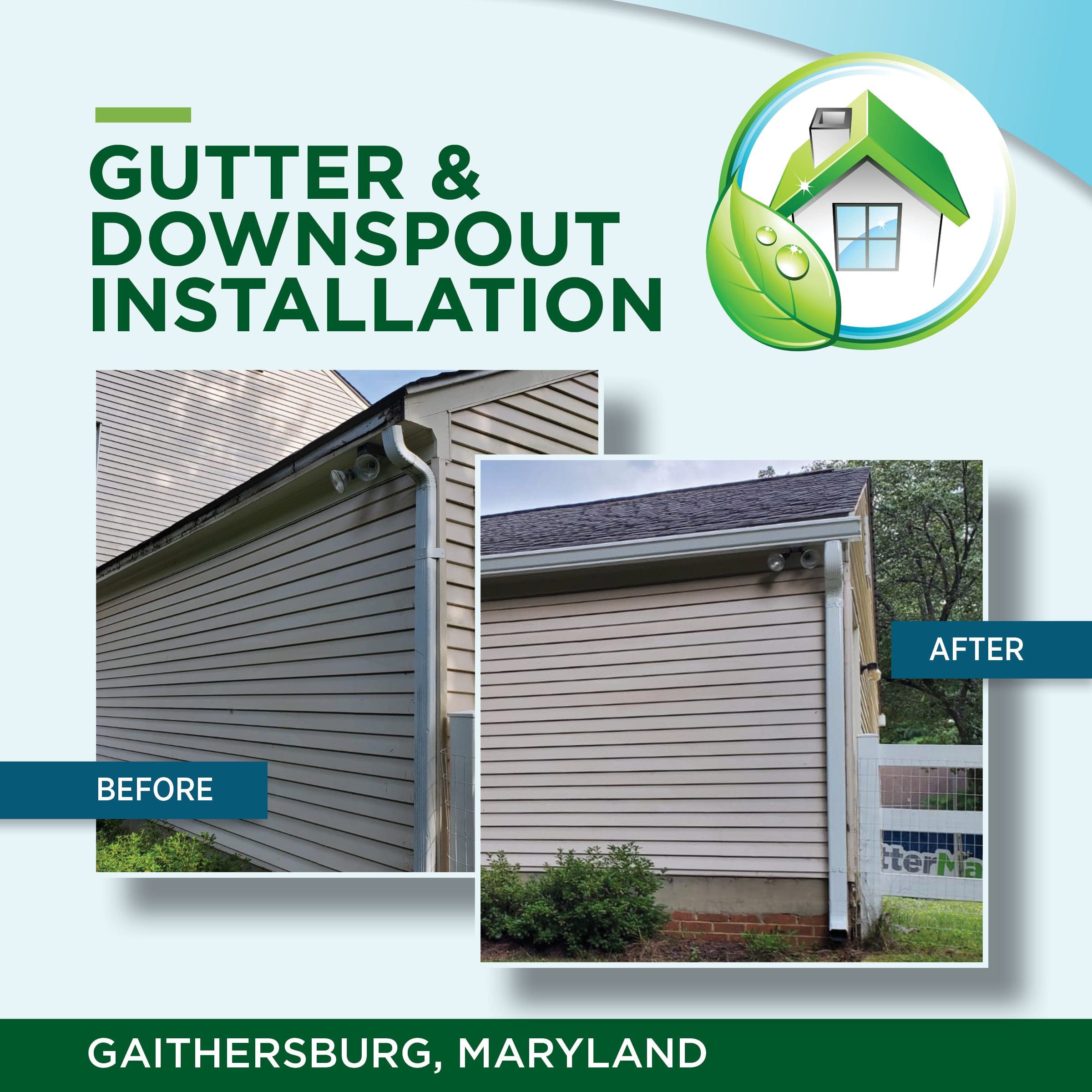 Gutter & downspout installation Gaithersburg MD