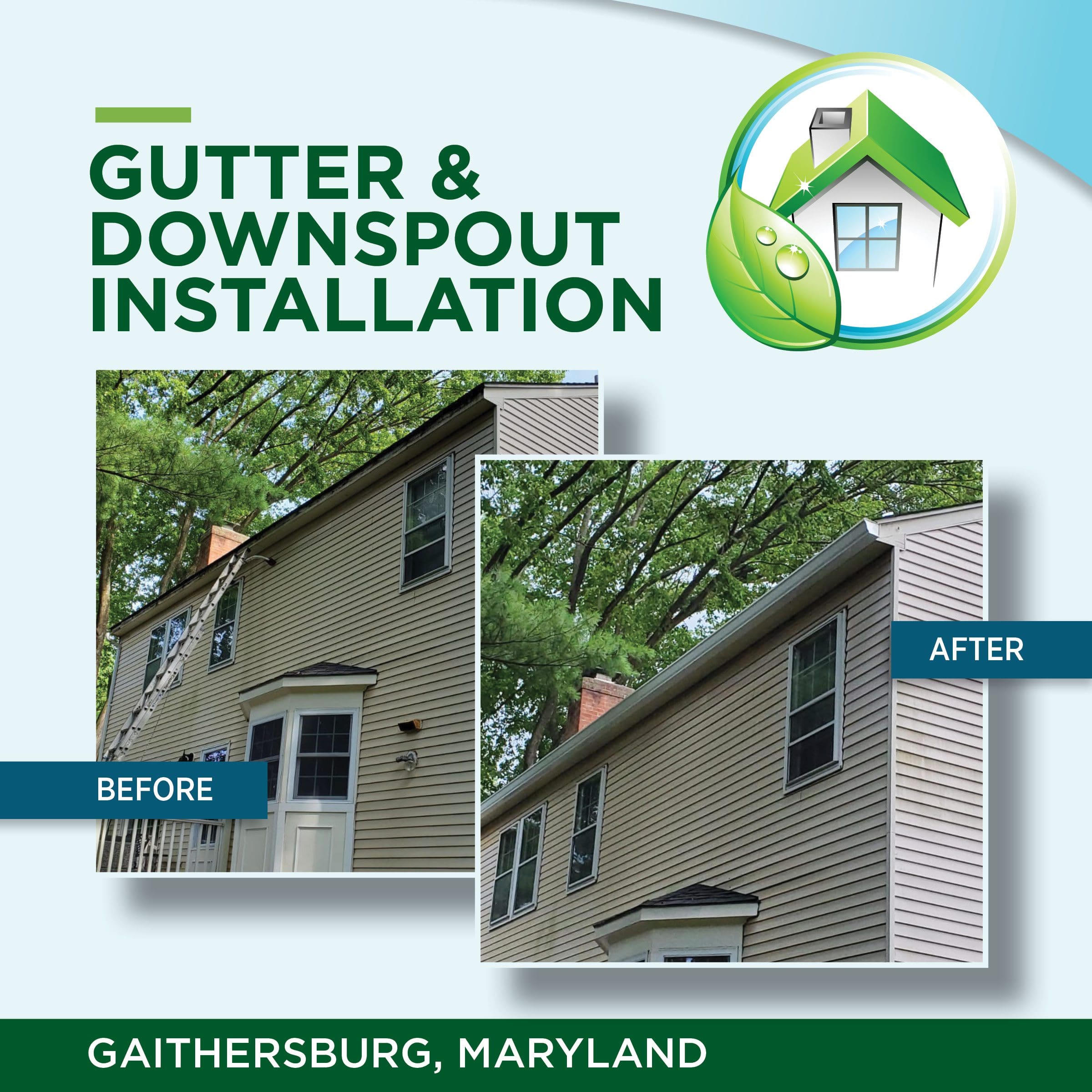 Gutter & downspout installation Gaithersburg MD