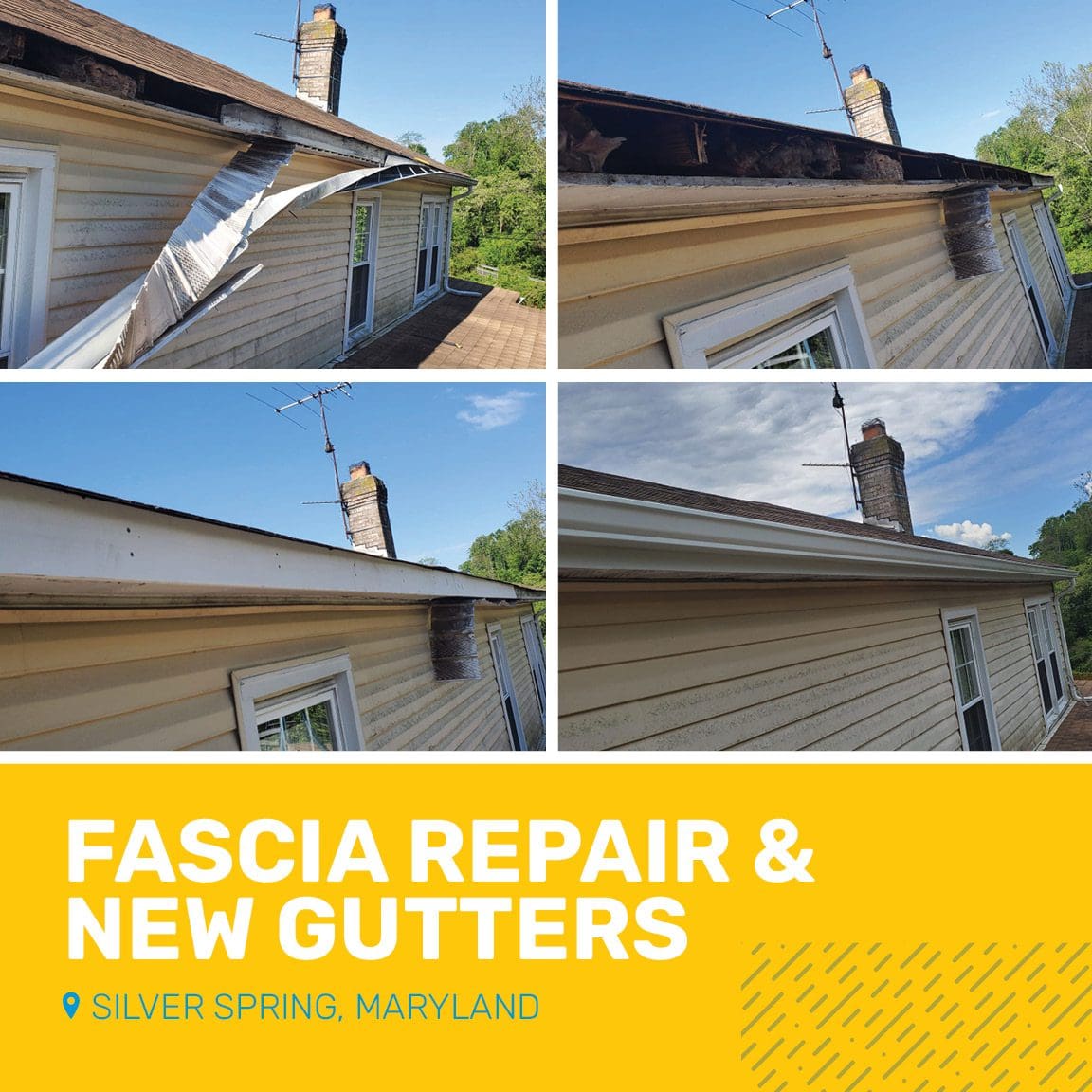 Fascia repair and new gutter installation in Silver Spring Maryland